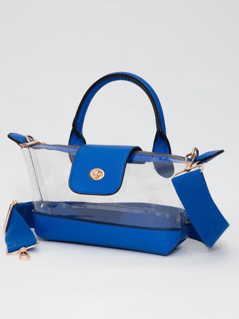 Blue Clear Top-Handle Crossbody Bag